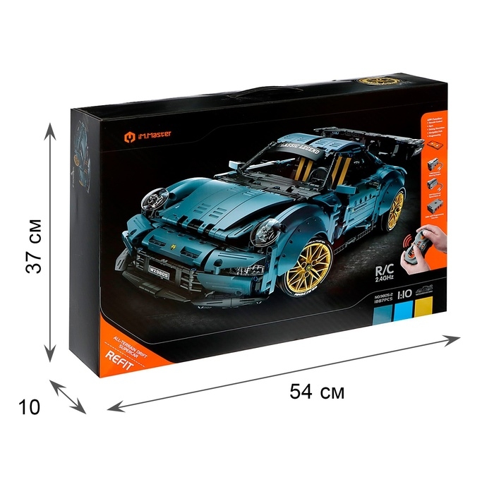 Конструктор &laquo;Спортивная тачка&raquo;, радиоуправление, 1:10, 1887 деталей