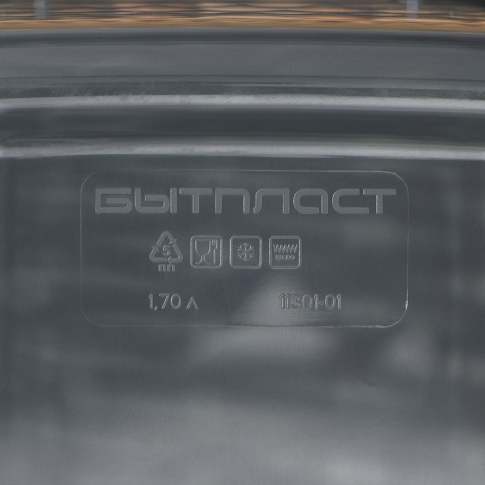 Контейнер для заморозки и хранения продуктов &laquo;Кристалл&raquo;, 1,7 л, 18&times;12,5&times;11 см, прозрачный, крышка серая