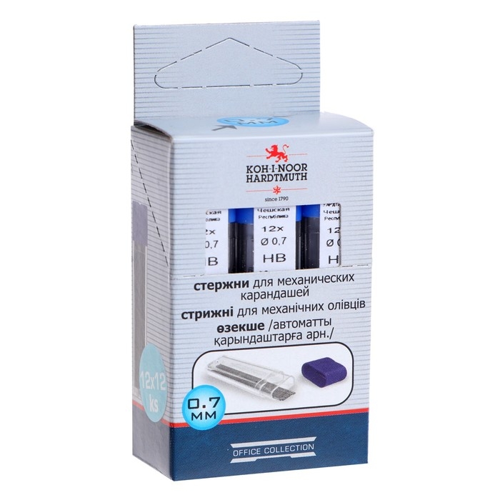 Грифели для механических карандашей, 0.7 мм, Koh-I-Noor, 4162 HB, 12 штук, в футляре Грифели для механических карандашей, 0.7 мм, Koh-I-Noor, 4162 HB, 12 штук, в футляре