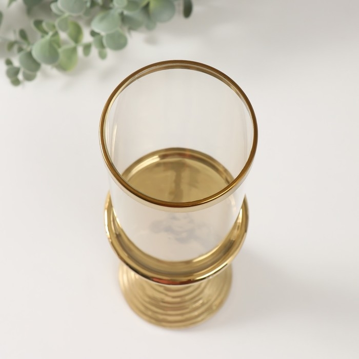 Подсвечник керамика, стекло на 1 свечу Подсвечник керамика, стекло на 1 свечу "Зазеркалье. Зебра" d=7,5 см золото 9,5х9,5х29 см