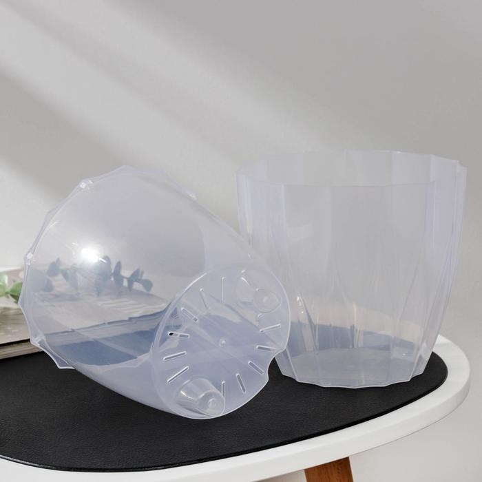 Кашпо для цветов со вставкой «Флюте», 1,9 л, прозрачное Кашпо для цветов со вставкой «Флюте», 1,9 л, прозрачное