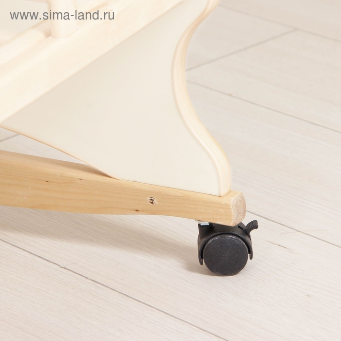 Детская кроватка &laquo;Мишка на луне&raquo; на колёсах или качалке, цвет бежевый