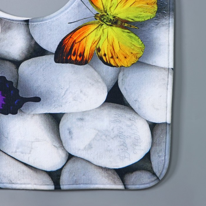 Коврики для ванной и туалета Доляна «Камни», 2 шт: 40×50 см, 50×80 см, цвет белый Коврики для ванной и туалета Доляна «Камни», 2 шт: 40×50 см, 50×80 см, цвет белый