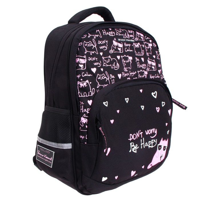 Рюкзак школьный Bruno Visconti, 40 х 30 х 16 см, эргономичная спинка, &laquo;Toon Town. Котик&raquo;