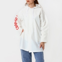 Дождевик взрослый укороченный «Свобода», на кнопках, цвет белый, размер 42-48 Дождевик взрослый укороченный «Свобода», на кнопках, цвет белый, размер 42-48