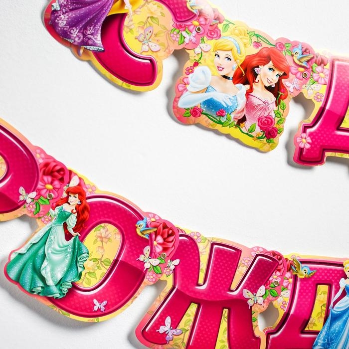 Гирлянда на люверсах "С Днем Рождения!", длина 219 см, Принцессы