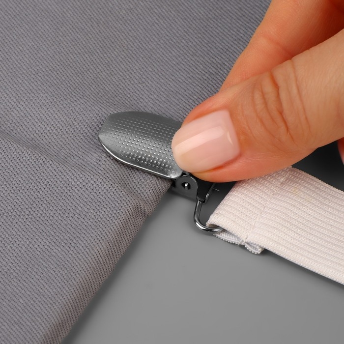 Зажимы на резинке, с регуляторами, на 4 угла и 2 стороны, 2 &times; 240 см, цвет белый