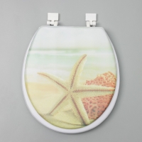 Сиденье для унитаза с крышкой Доляна &laquo;Пляж со звездой&raquo;, 40&times;37 см, мягкое