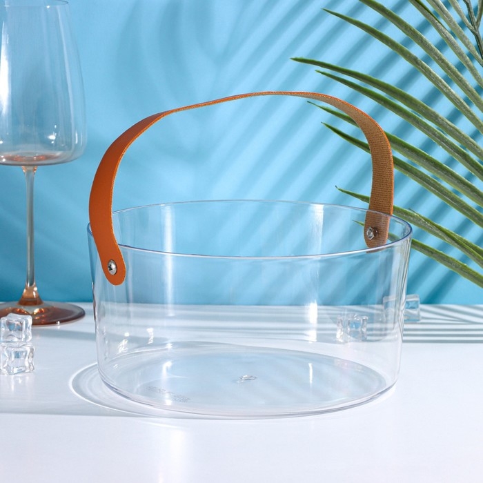 Ведёрко для льда Доляна, 2,6 л, 21×21×10 см, цвет прозрачный Ведёрко для льда Доляна, 2,6 л, 21×21×10 см, цвет прозрачный