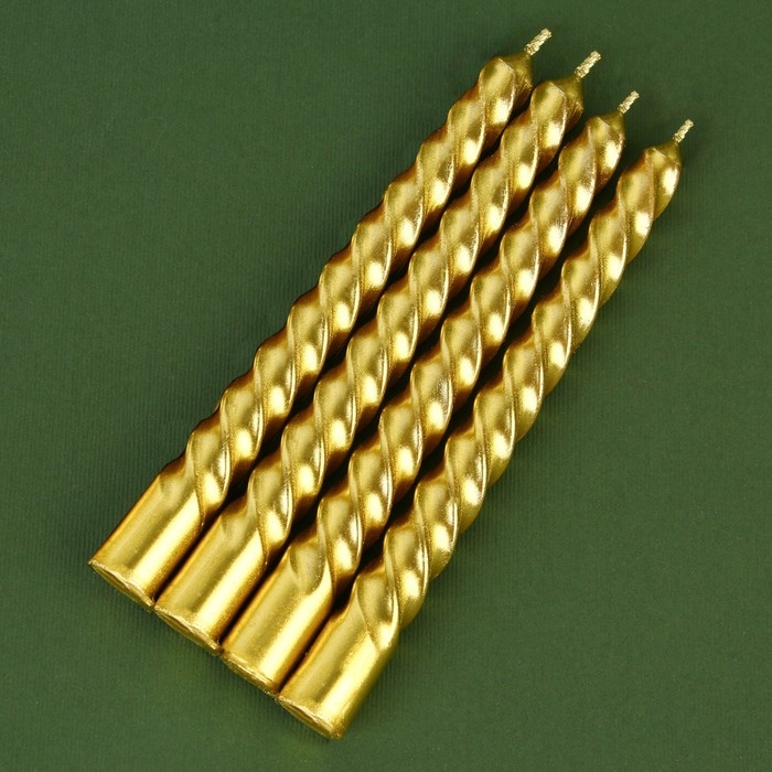 Новогодние свечи витые «Новый год: С Новым годом!», без аромата, набор 4 шт, высота 15 см Новогодние свечи витые «Новый год: С Новым годом!», без аромата, набор 4 шт, высота 15 см