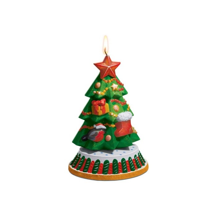 Парафиновая свеча с подсвечником &laquo;Ёлочка&raquo;