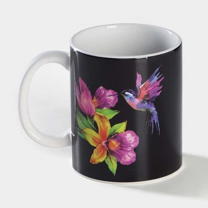 Кружка - хамелеон керамическая Доляна «Колибри», 350 мл, цвет белый Кружка - хамелеон керамическая Доляна «Колибри», 350 мл, цвет белый