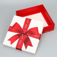 Коробка новогодняя складная &laquo;С Новым годом!&raquo;, бант, 26 х 26 х 8 см, Новый год