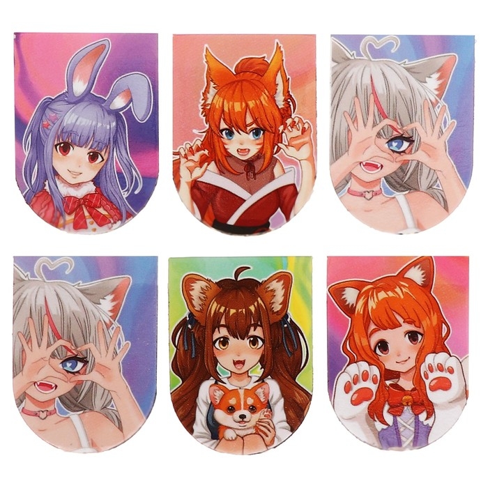 Магнитные закладки 6 штук Neko girl's Магнитные закладки 6 штук Neko girl's