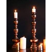 Подсвечник металл на 1 свечу "Эрмете" состаренная бронза 13,5х13,5х36,5 см