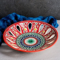 Фруктовница Риштанская Керамика "Узоры", 33 см, красная Фруктовница Риштанская Керамика "Узоры", 33 см, красная