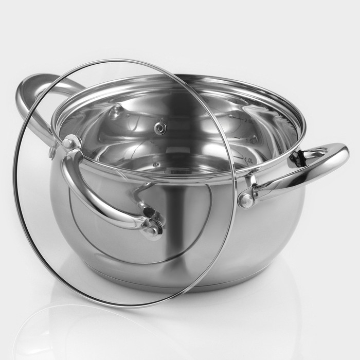 Кастрюля из нержавеющей стали Доляна &laquo;Гиперион&raquo;, 2,5 л, d=18 см, с крышкой