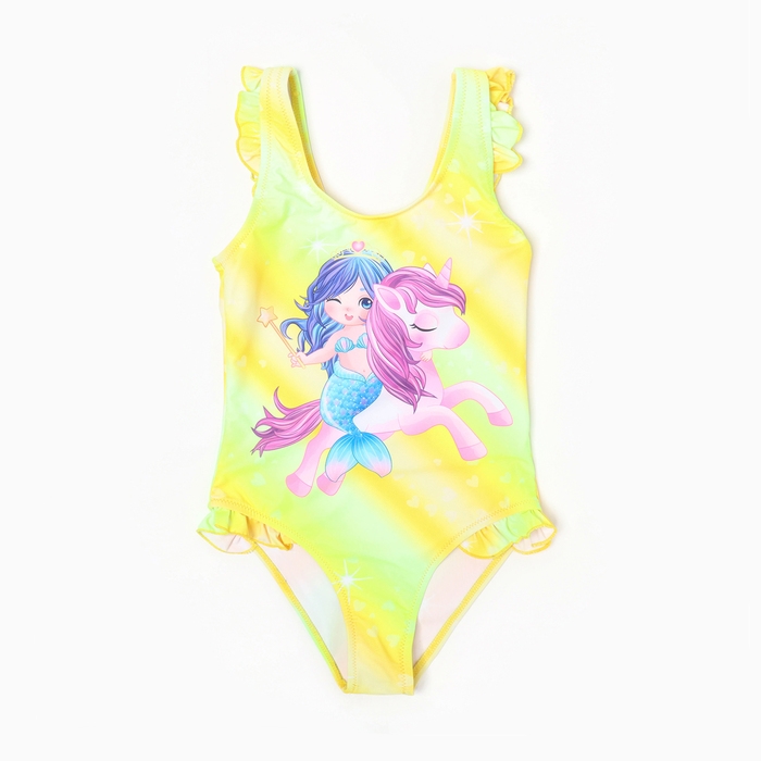 Купальник слитный для девочек, цвет жёлтый, рост 116-122 см