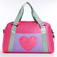 Сумка детская спортивная для девочки &laquo;Сердечко&raquo; 40х25х18, отд на молн, дл ремень, розовый цвет
