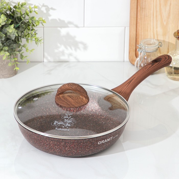 Сковорода Granit ultra red, d=24 см, пластиковая ручка, стеклянная крышка, антипригарное покрытие, цвет коричневый Сковорода Granit ultra red, d=24 см, пластиковая ручка, стеклянная крышка, антипригарное покрытие, цвет коричневый