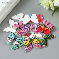 Набор пуговиц декоративных дерево "Яркие бабочки" набор 15 шт МИКС 1,9х2,5 см