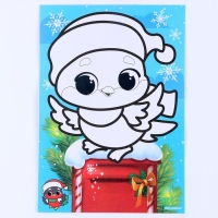 Сияющая фреска на новый год &laquo;Снегирь&raquo;&lrm;, 21 х 29,7 см, новогодний набор для творчества