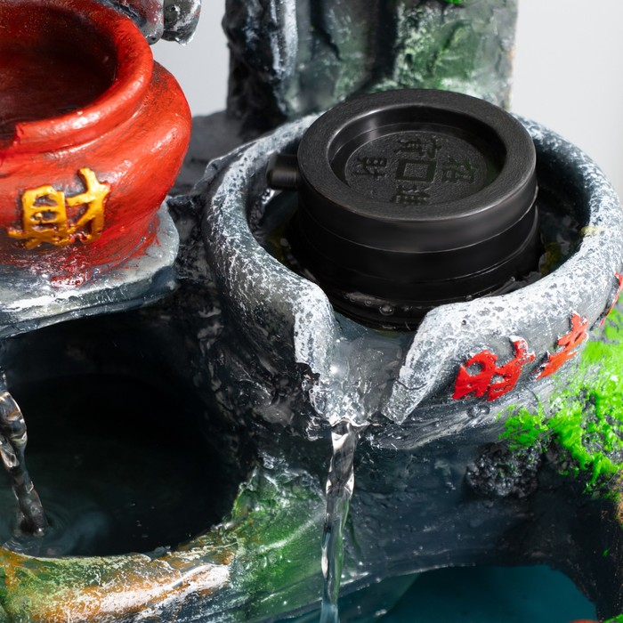 Фонтан настольный полистоун от сети свет Фонтан настольный полистоун от сети свет "Водяная мельница и пагода" 30х19х31 см