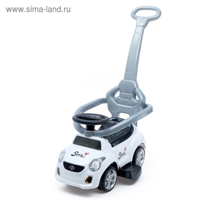 Толокар-каталка &laquo;Тачка&raquo;, с родительской ручкой, цвет белый