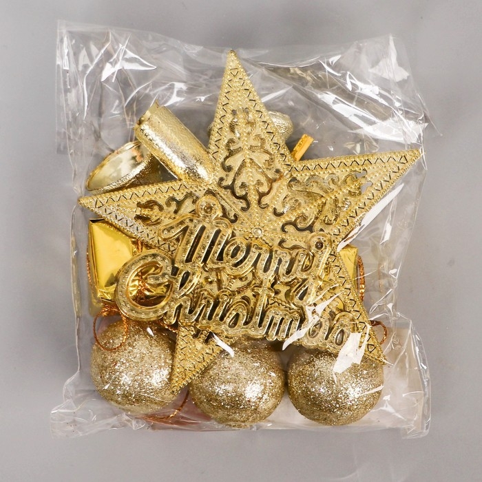 Украшение ёлочное "Звёздный час" (набор 10 шт) 3х10х15 см, золото