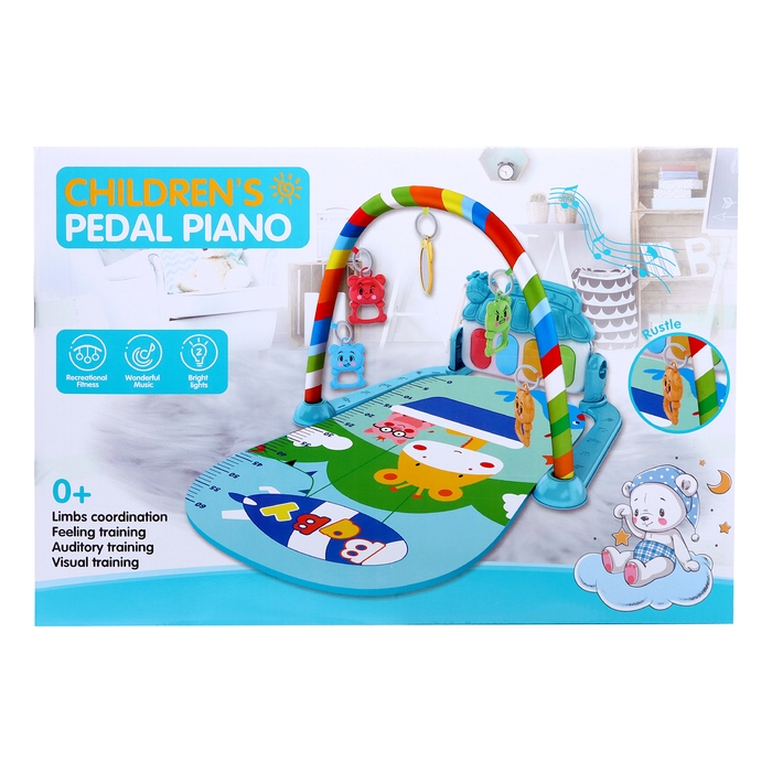 Музыкальный развивающий коврик &laquo;Весёлые зверята&raquo;, цвет голубой