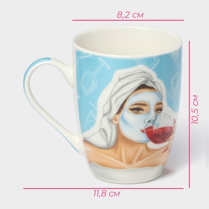 Кружка фарфоровая Доляна &laquo;Винишко&raquo;, 350 мл