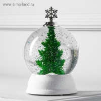 Светодиодная фигура &laquo;Снежный шар с ёлкой&raquo; 12 &times; 18 &times; 12 см, пластик, батарейки ААх3 (не в комплекте), свечение тёплое белое