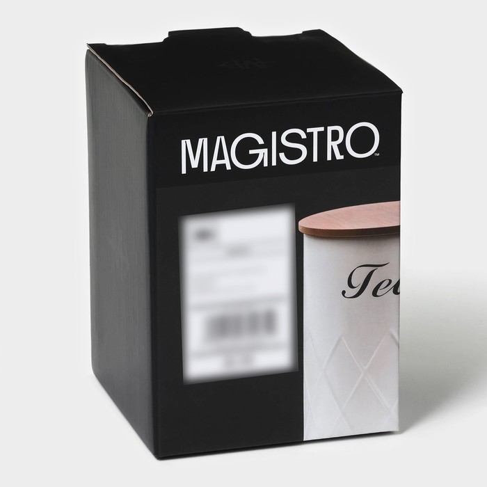 Банка для чая Magistro Tea Graphite, 9,5&times;13,5 см, цвет серый, с бамбуковой крышкой
