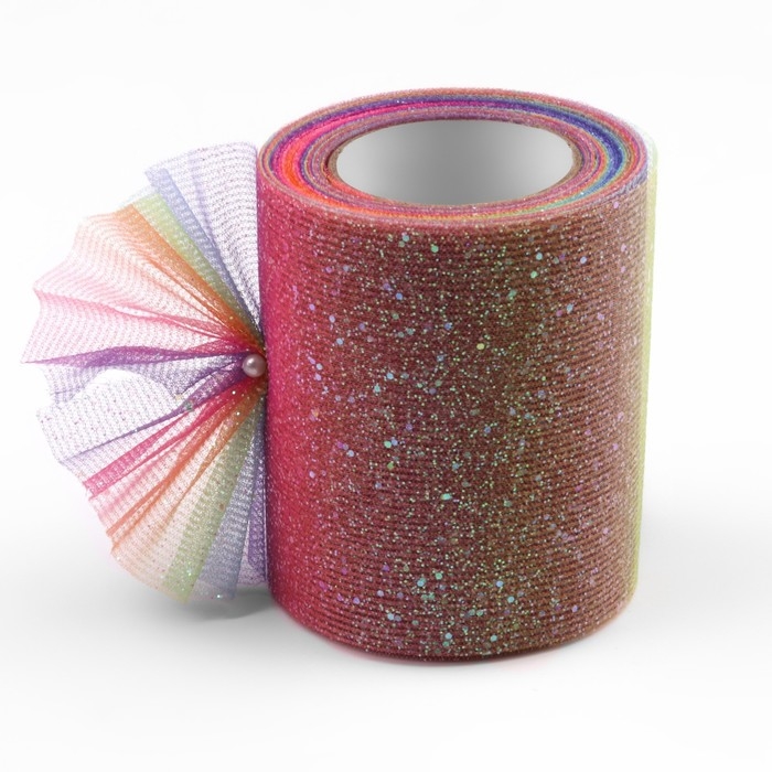 Фатин с глиттером «Радуга», 7,5 см, 11 ± 1 г/кв.м, 9 ± 0,5 м, цвет красный №3 Фатин с глиттером «Радуга», 7,5 см, 11 ± 1 г/кв.м, 9 ± 0,5 м, цвет красный №3