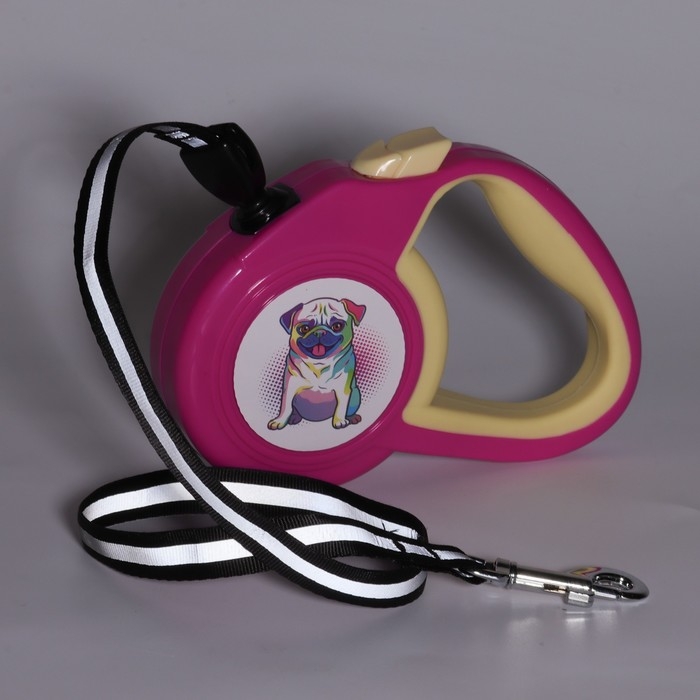 Рулетка "Пижон" с прорезиненной ручкой, 3 м, до 15 кг, трос, розово-жёлтая