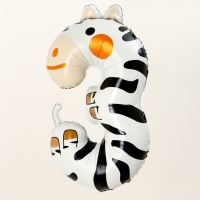 Шар фольгированный 40" &laquo;Цифра 3&raquo;, зебра