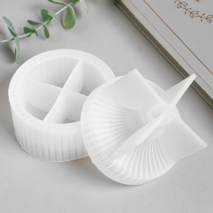 Молд силикон "Шкатулка круглая ребристая" с крышкой 6х6х8,3 см