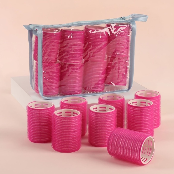 Бигуди &laquo;Липучка&raquo;, d = 4,4 см, в косметичке, 8 шт, цвет МИКС