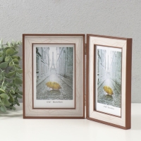 Фоторамка пластик на 2 фото 10х15 см "Абстракция из линий на белом" кофе