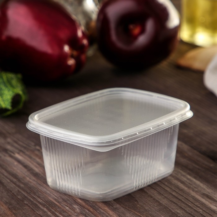 Контейнер пластиковый одноразовый с крышкой, 10 шт, 250 мл, 10,8&times;8,2&times;4,6 см, цвет прозрачный