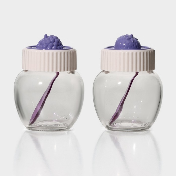 Банка стеклянная для сыпучих продуктов Renga Strawberry , 210 мл, с крышкой и ложкой, крышка МИКС Банка стеклянная для сыпучих продуктов Renga Strawberry , 210 мл, с крышкой и ложкой, крышка МИКС