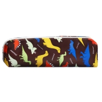 Пенал школьный на молнии "Динозавры" Calligrata, коричневый Пенал школьный на молнии "Динозавры" Calligrata, коричневый