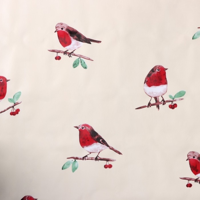 Клеёнка на стол Доляна &laquo;Снегири&raquo;, на нетканой основе, ширина 137 см, толщина 0,2 мм, рулон 20 м
