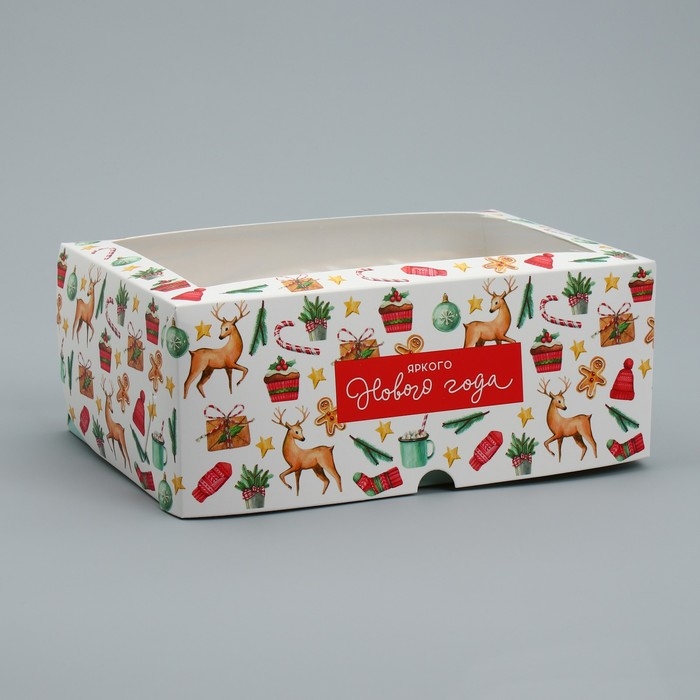 Коробка складная на 6 капкейков с окном &laquo;Яркого Нового года&raquo;, 25 х 17 х 10 см, Новый год