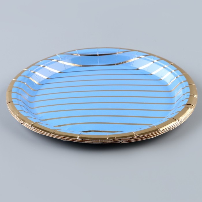 Тарелка бумажная &laquo;Золотые полосы&raquo;, в наборе 6 шт.