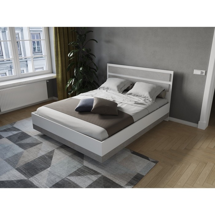 Кровать парящая Кровать парящая "Мечта", с/м 1600х2000, Белый/Бетон