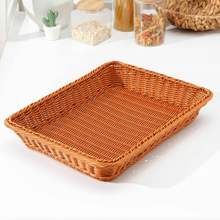 Корзина для продуктов Доляна, 44,5&times;35&times;8 см, цвет коричевый