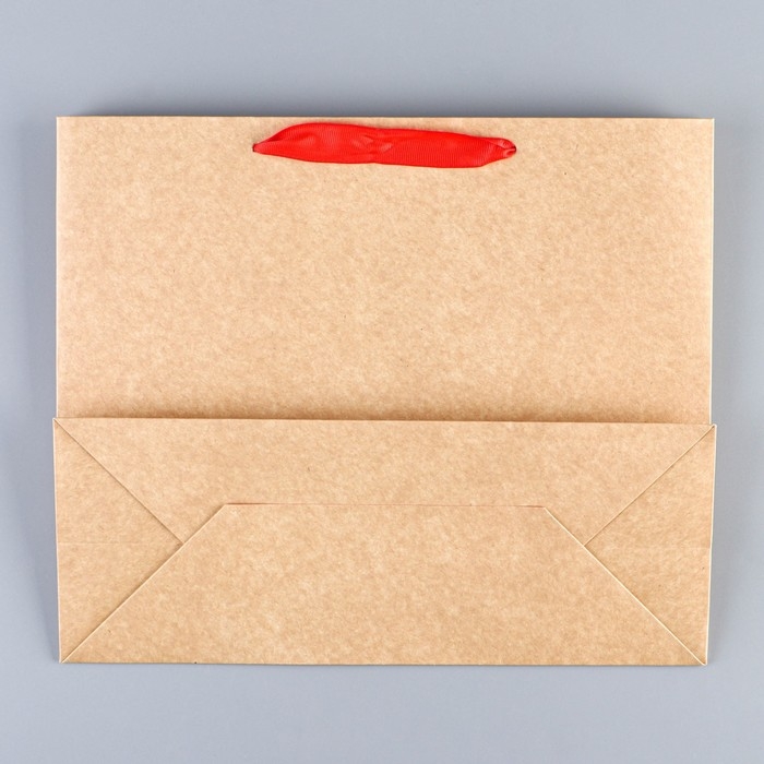 Пакет подарочный новогодний крафтовый с пластиковым окном &laquo;Happiness&raquo;, 31 х 26 х 11 см