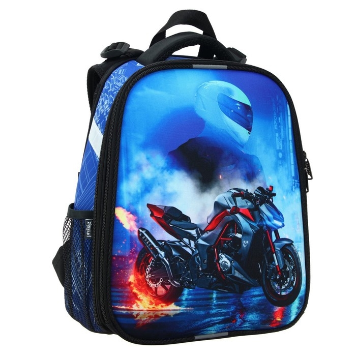 Рюкзак каркасный 38 х 30 х 16 см, эргономичная спинка, Calligrata Probag "Мото" (школьный, с ситемой роста)