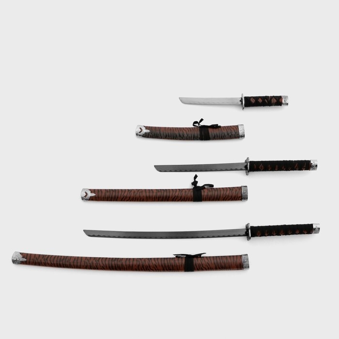 Сувенирное оружие Сувенирное оружие "Катаны Тайго" 3в1, набор на подставке, 47см/79см/105см, ножны под тигра